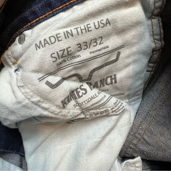 Kimes Ranch Jeans Mens 33x32 Cal Straight Leg Blue Dark Wash Western Denim USA - Picture 6 of 8